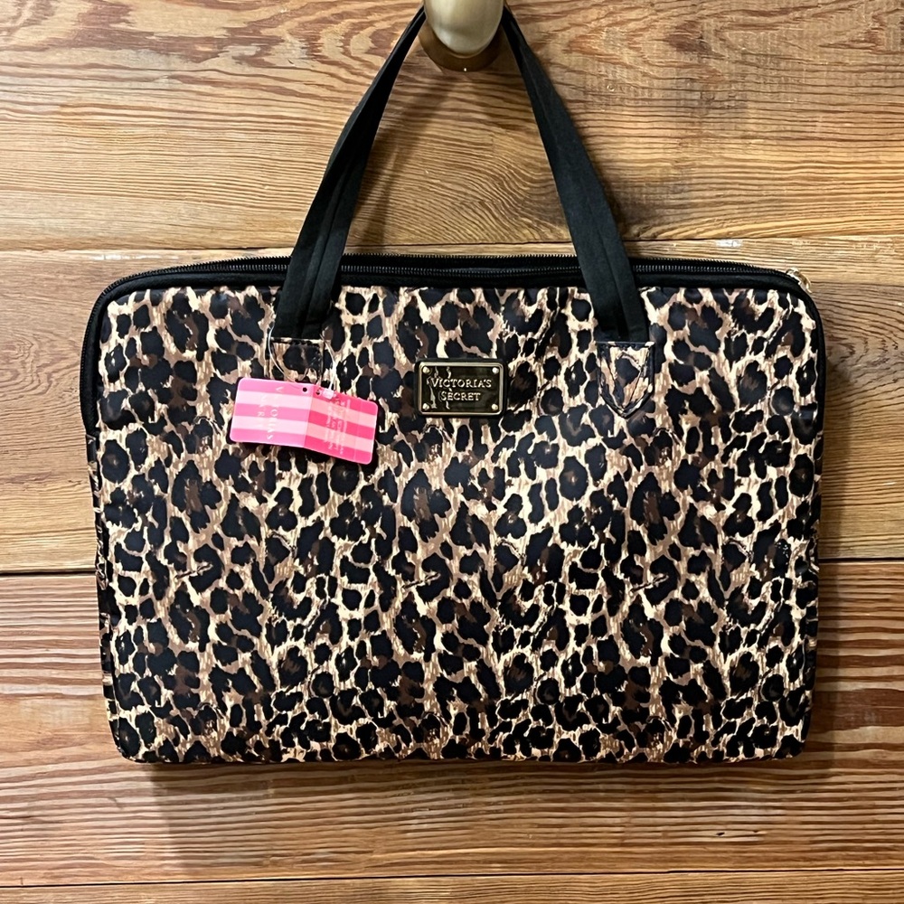 Victoria's Secret Gold and Leopard Print Laptop Bag